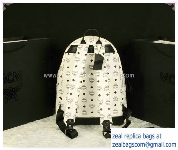 High Quality Replica MCM Stark Backpack Jumbo in Calf Leather 8006 White - Click Image to Close